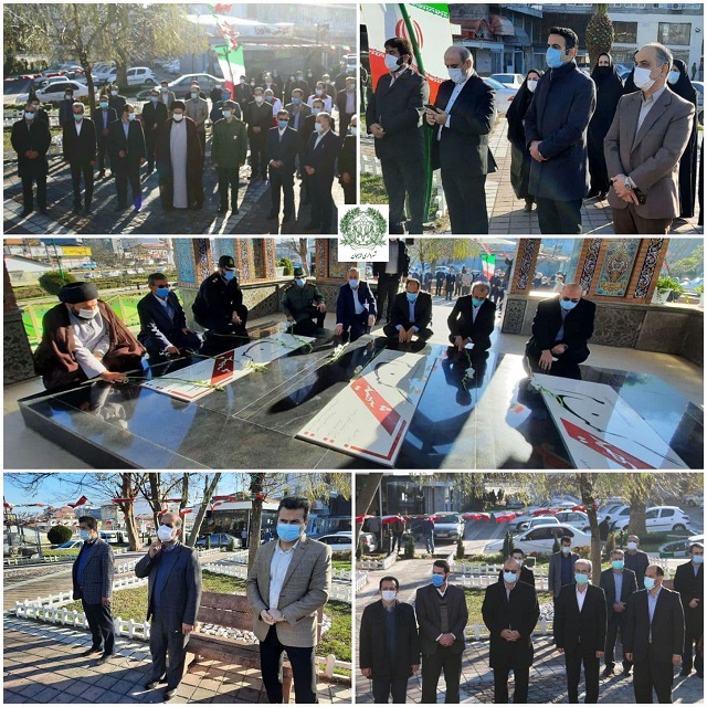 گلزار شهدای گمنام لاهیجان در  نخستین روز دهه مبارک فجر گلباران شد